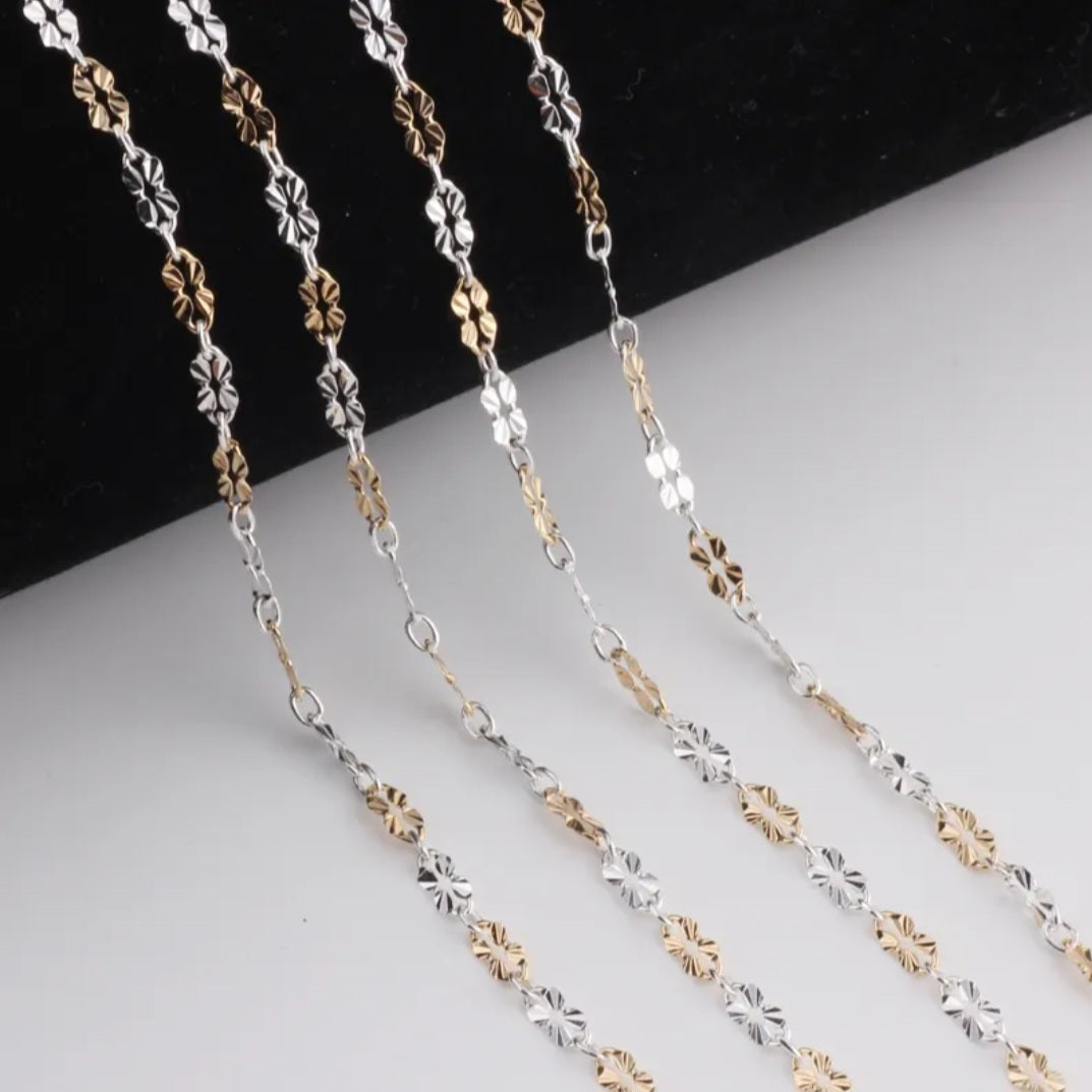 14kt Gold Filled & Sterling Silver Embossed Lip Chain 3.3mm