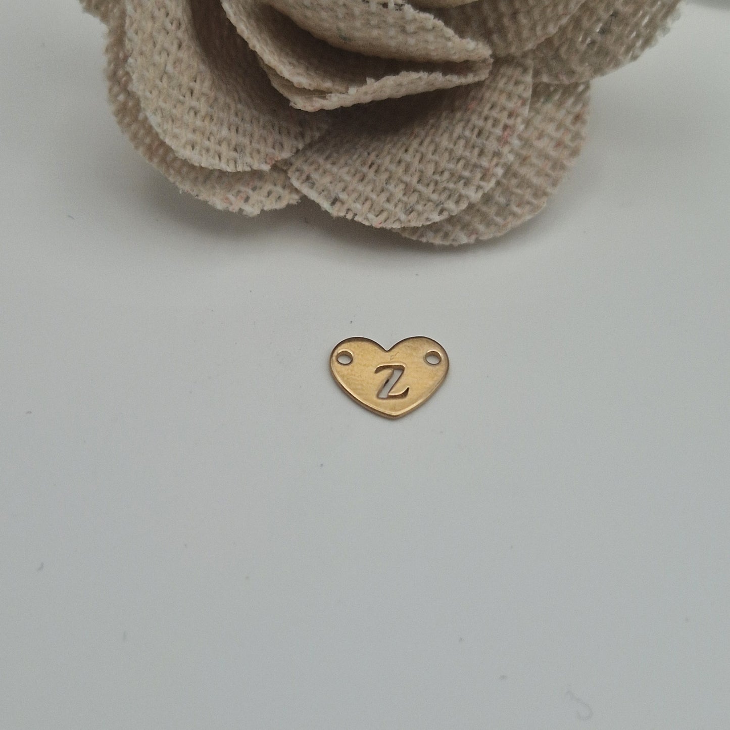 Permanent Jewellery. Alphabet heart shape Connectors. Available in 14kt Gold Filled and 925 Sterling Silver