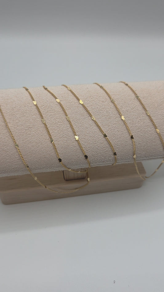 Curb chain with Heart 14kt Gold filled & Sterling Silver 1.3mm Permanent Jewellery