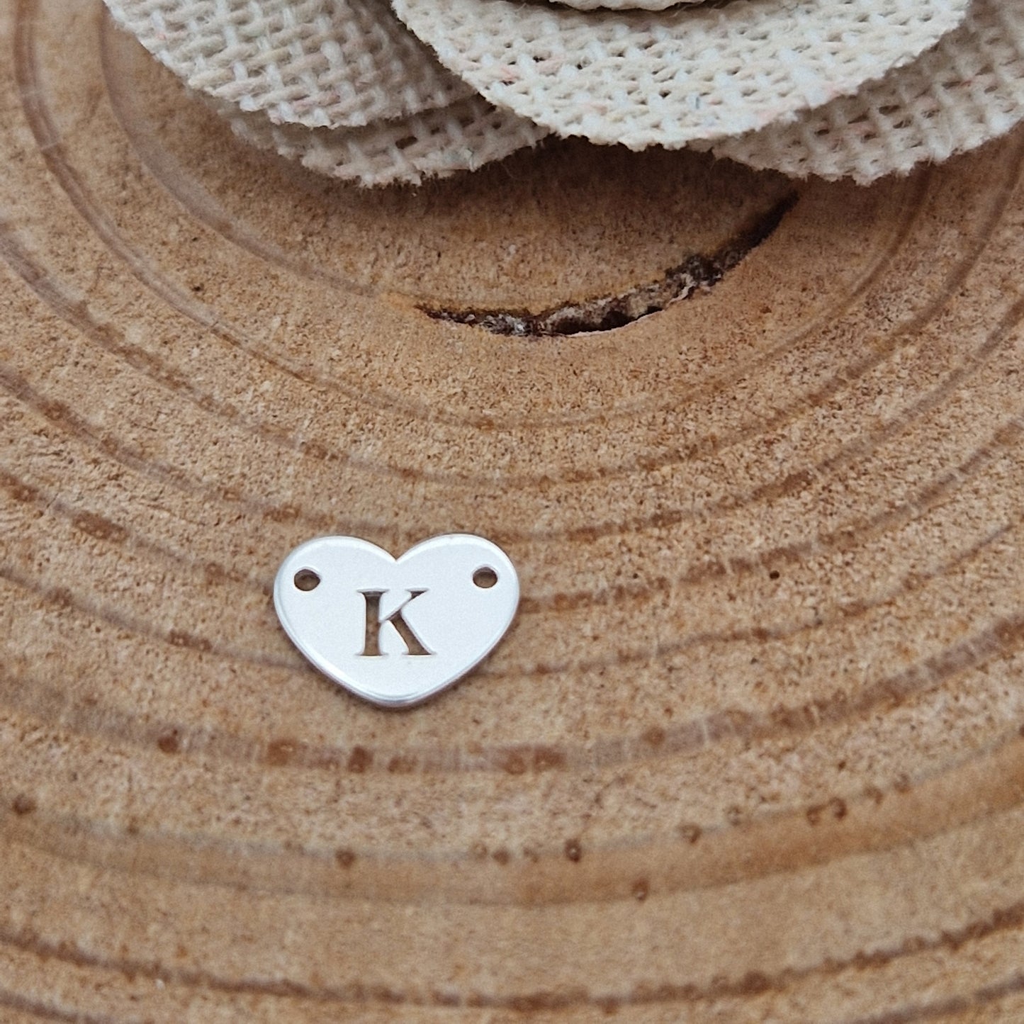 Permanent Jewellery. Alphabet heart shape Connectors. Available in 14kt Gold Filled and 925 Sterling Silver
