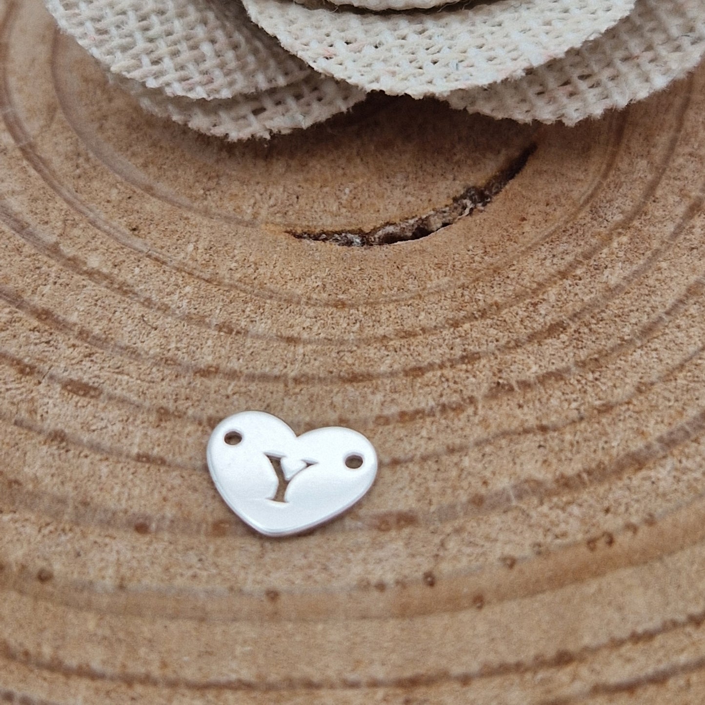 Permanent Jewellery. Alphabet heart shape Connectors. Available in 14kt Gold Filled and 925 Sterling Silver