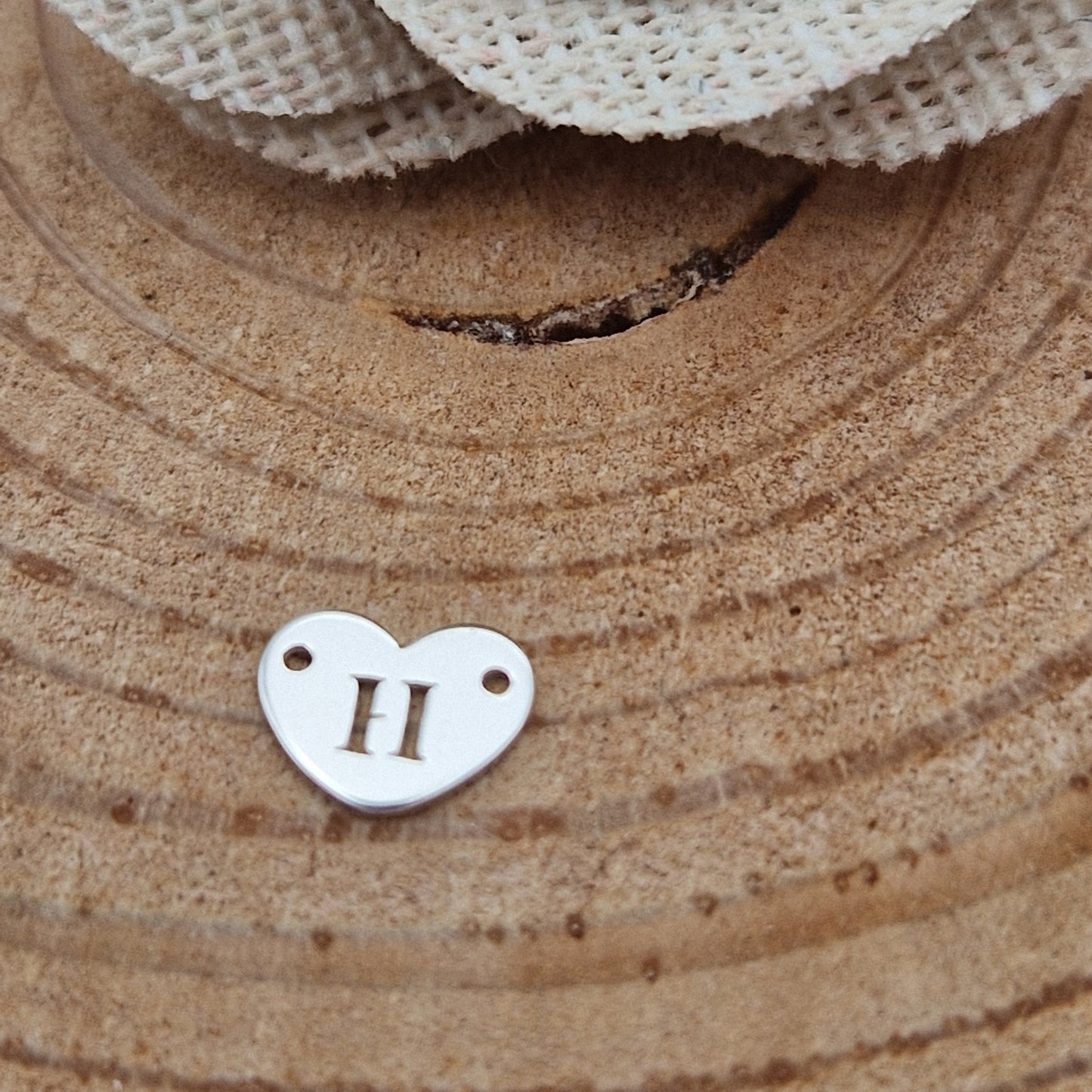 Permanent Jewellery. Alphabet heart shape Connectors. Available in 14kt Gold Filled and 925 Sterling Silver