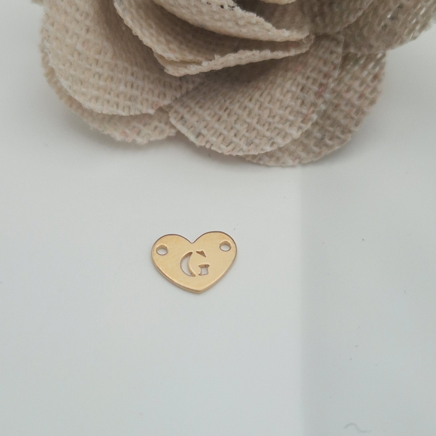 Permanent Jewellery. Alphabet heart shape Connectors. Available in 14kt Gold Filled and 925 Sterling Silver