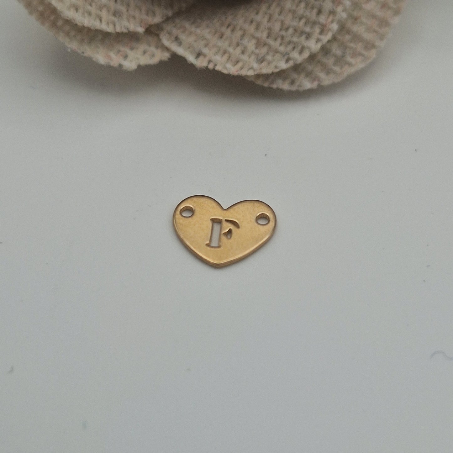 Permanent Jewellery. Alphabet heart shape Connectors. Available in 14kt Gold Filled and 925 Sterling Silver