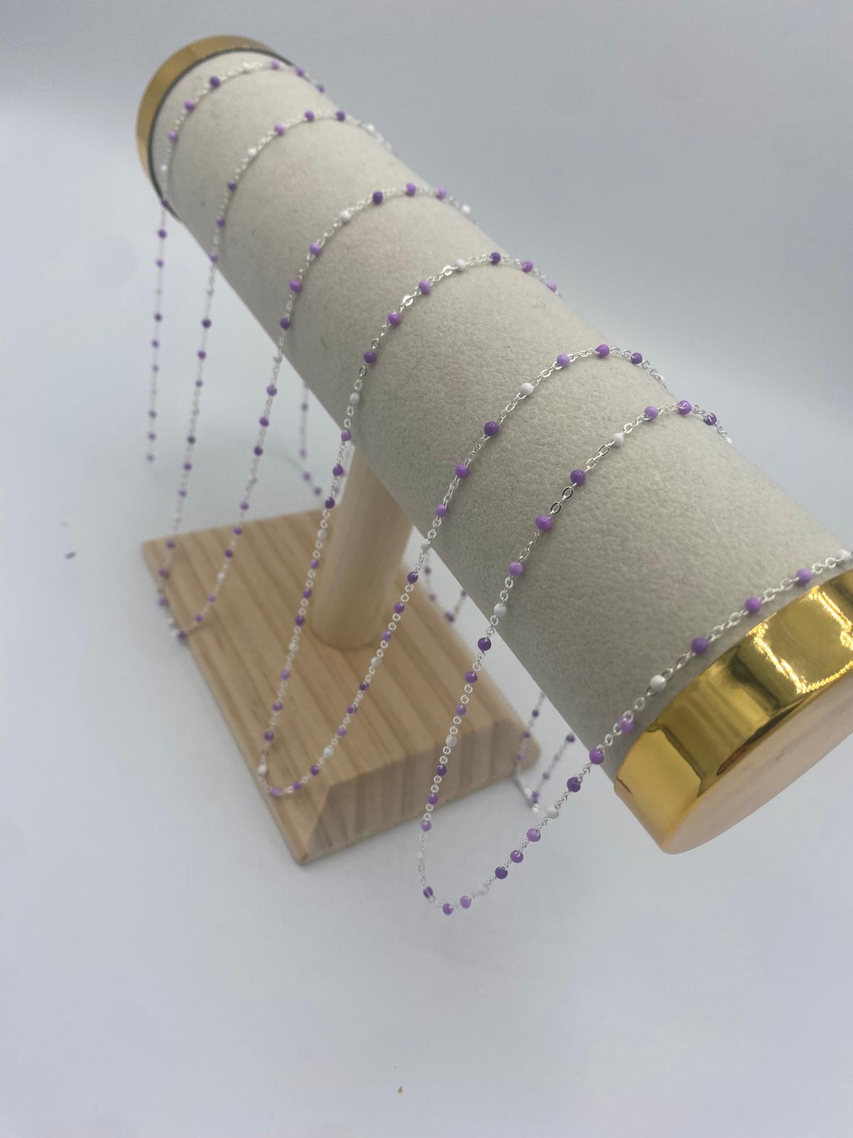 Satellite Chain with White & Purple Beads 14kt Gold Filled/925 Sterling Silver Uk Supplier