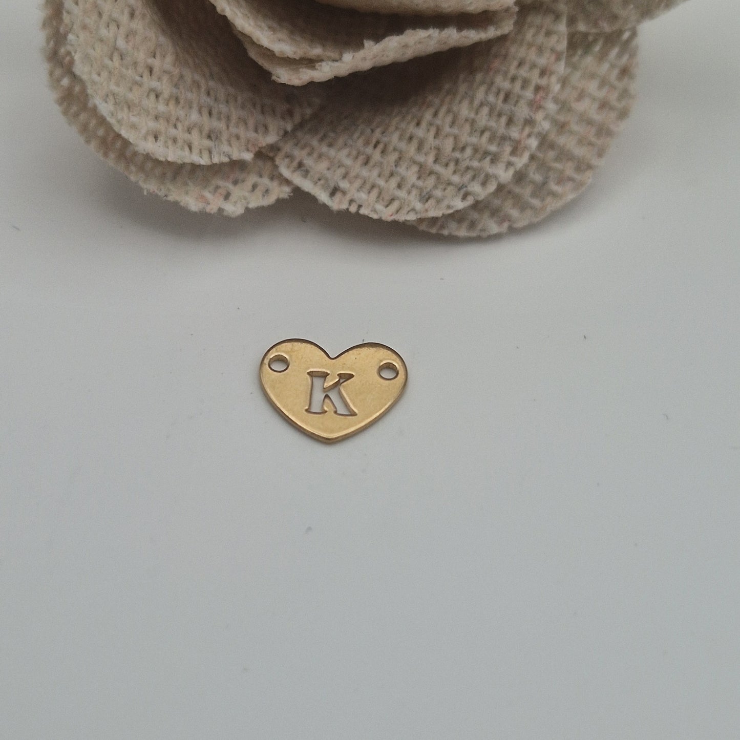 Permanent Jewellery. Alphabet heart shape Connectors. Available in 14kt Gold Filled and 925 Sterling Silver