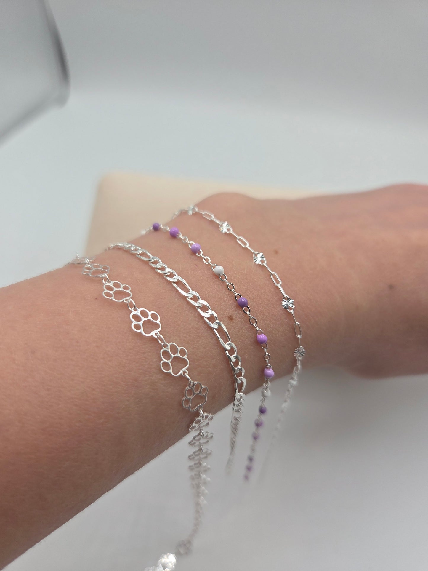 Satellite Chain with White & Purple Beads 14kt Gold Filled/925 Sterling Silver Uk Supplier