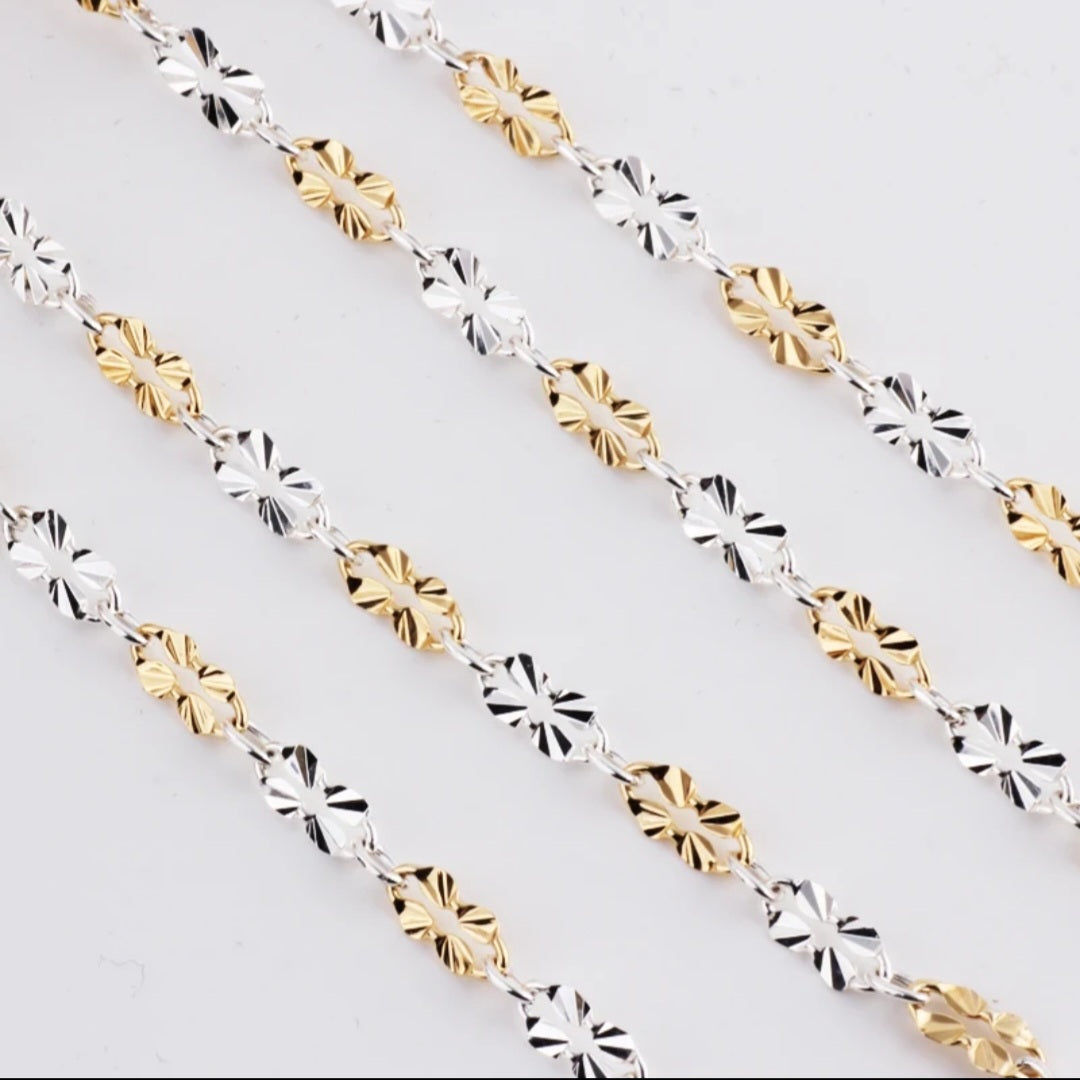 14kt Gold Filled & Sterling Silver Embossed Lip Chain 3.3mm