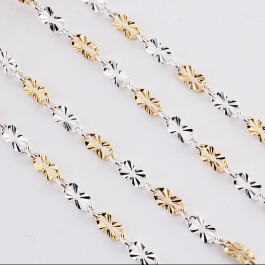 14kt Gold Filled & Sterling Silver Embossed Lip Chain 3.3mm