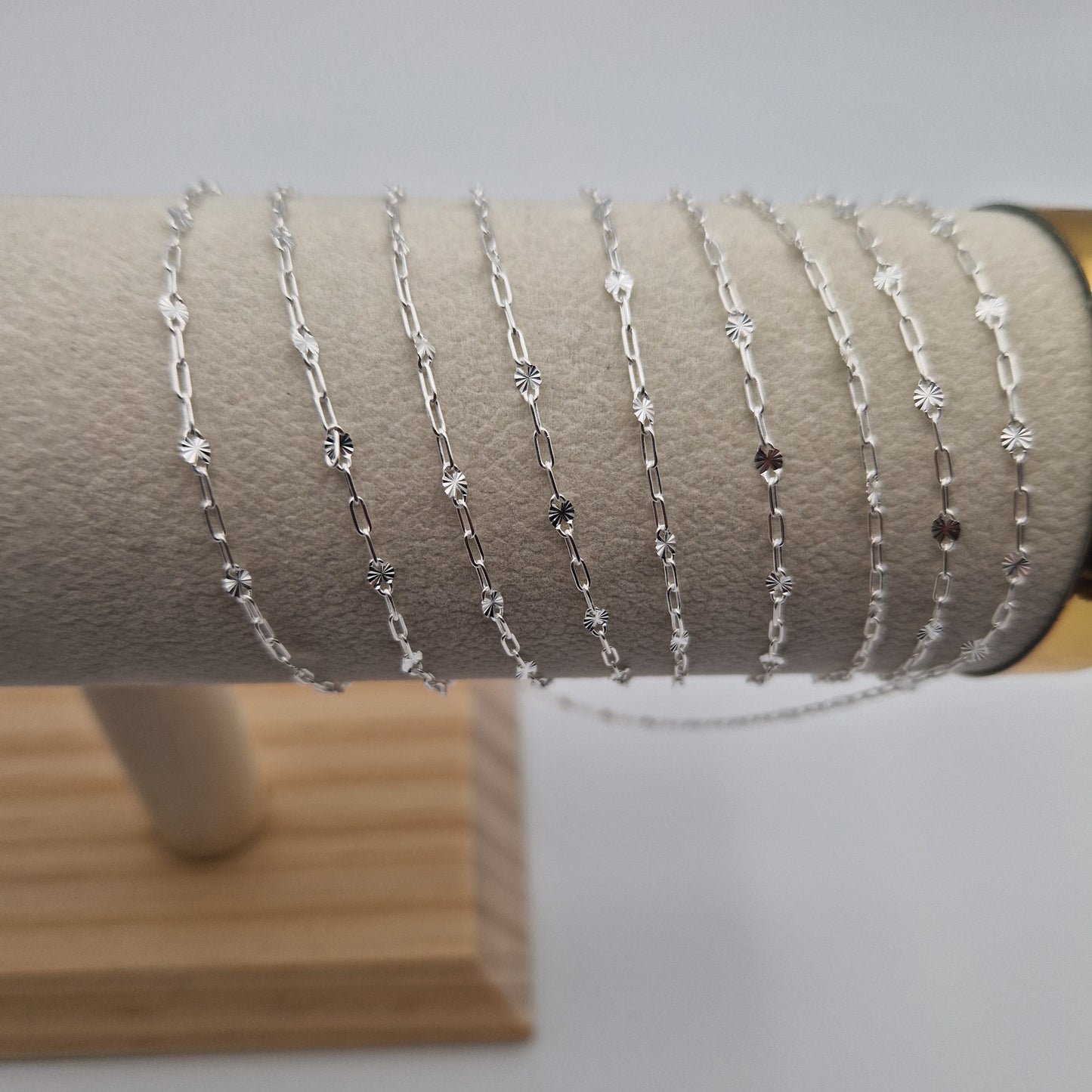 Permanent Jewellery. Sparkling sun and Paperclip Chain. 14kt Gold filled and 925 Sterling Silver