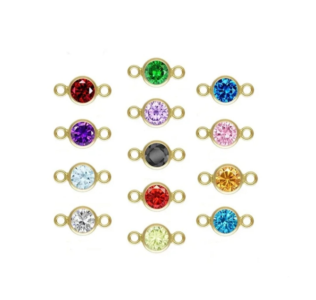 4mm Round Birthstone Connector Charm 14 kt Gold Filled & 925 Sterling Silver