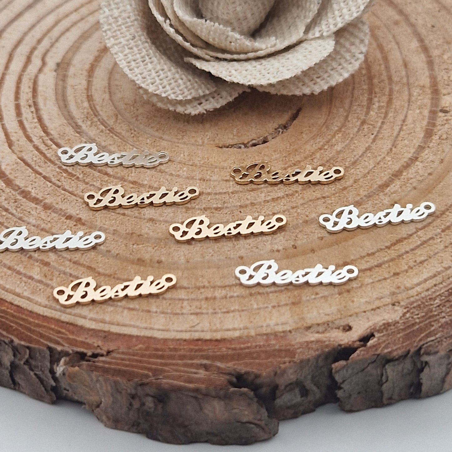 Permenant Jewellery Bestie Connector Charm, 14kt Gold Filled and 25 Sterling Silver