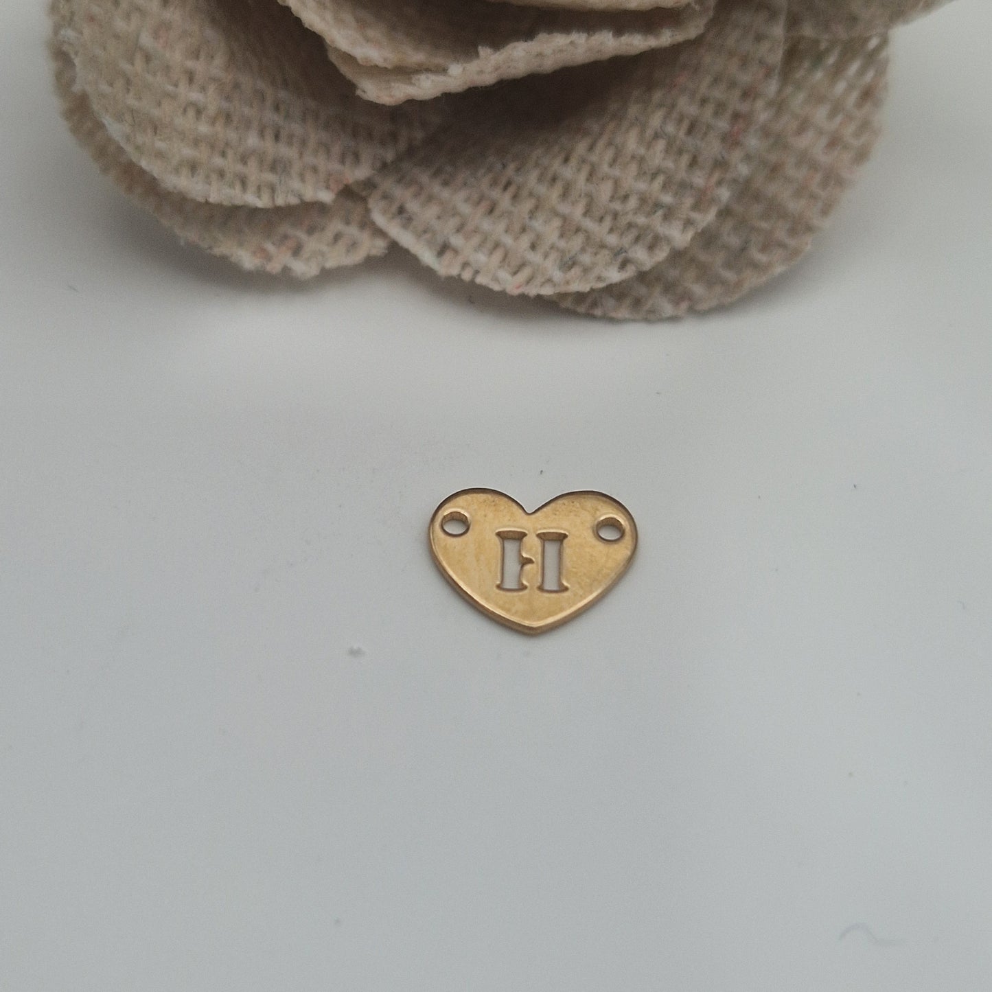 Permanent Jewellery. Alphabet heart shape Connectors. Available in 14kt Gold Filled and 925 Sterling Silver