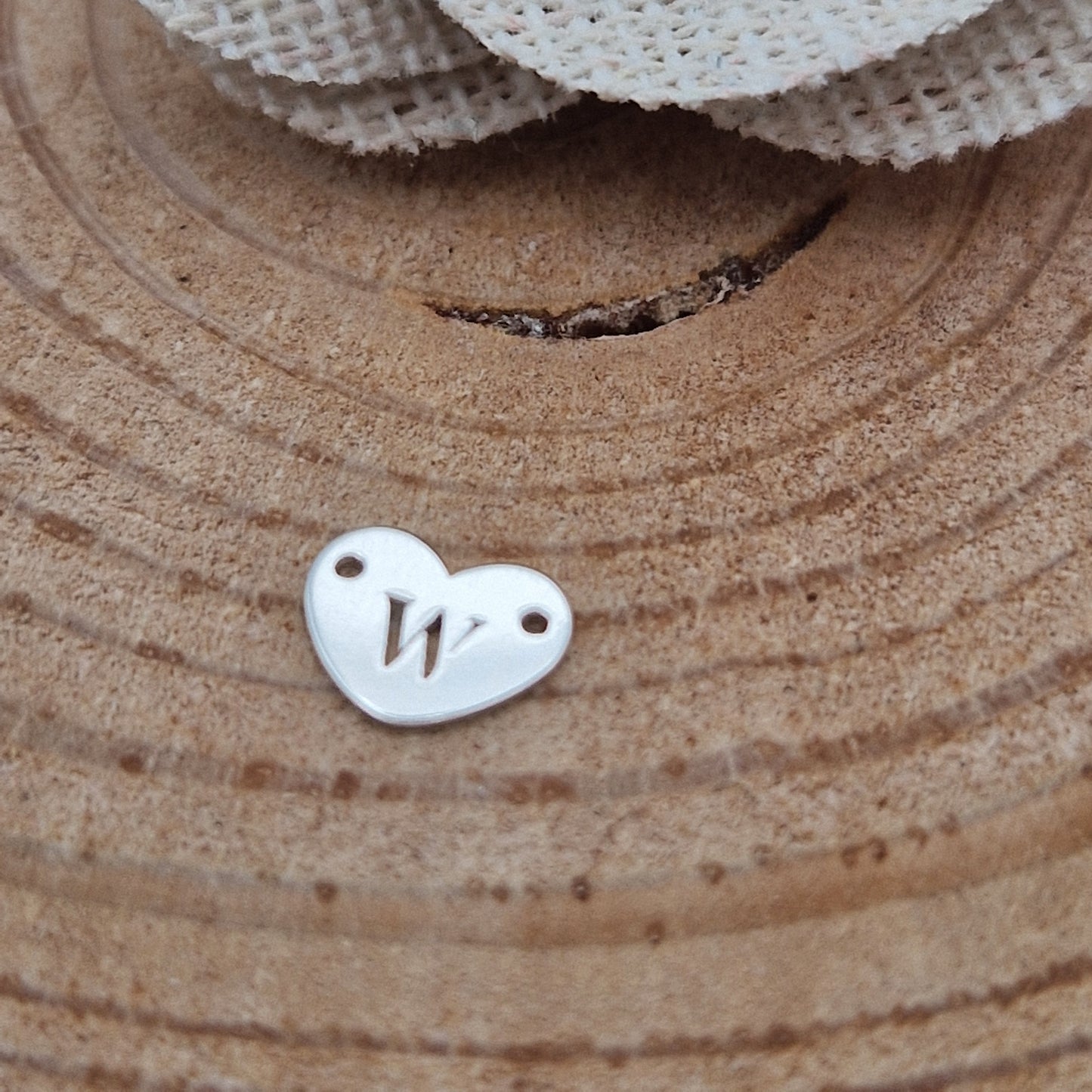 Permanent Jewellery. Alphabet heart shape Connectors. Available in 14kt Gold Filled and 925 Sterling Silver