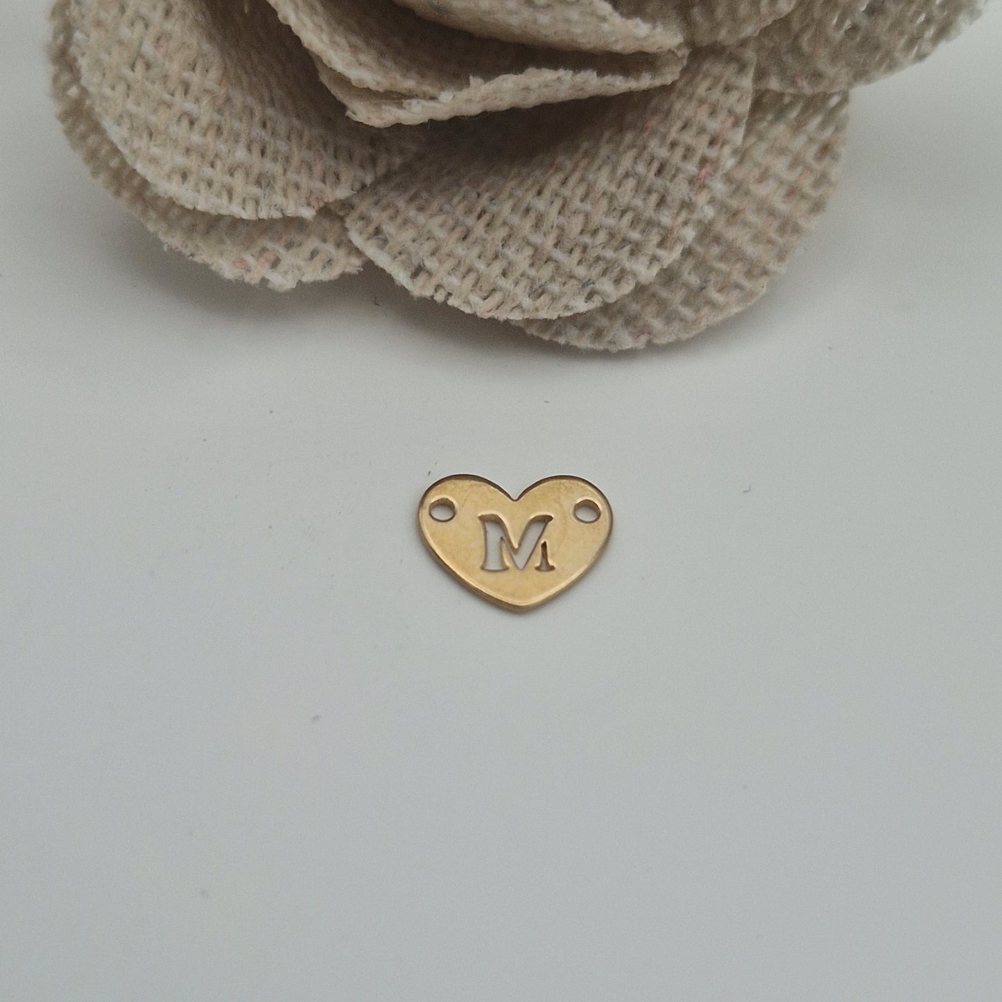 Permanent Jewellery. Alphabet heart shape Connectors. Available in 14kt Gold Filled and 925 Sterling Silver