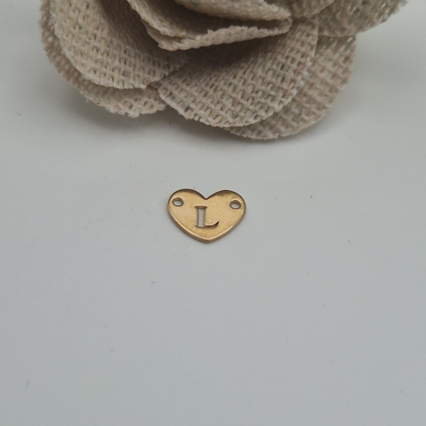 Permanent Jewellery. Alphabet heart shape Connectors. Available in 14kt Gold Filled and 925 Sterling Silver