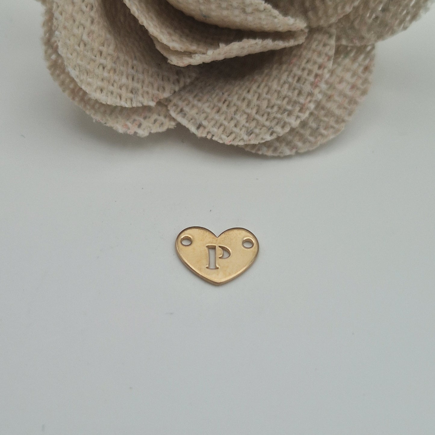 Permanent Jewellery. Alphabet heart shape Connectors. Available in 14kt Gold Filled and 925 Sterling Silver