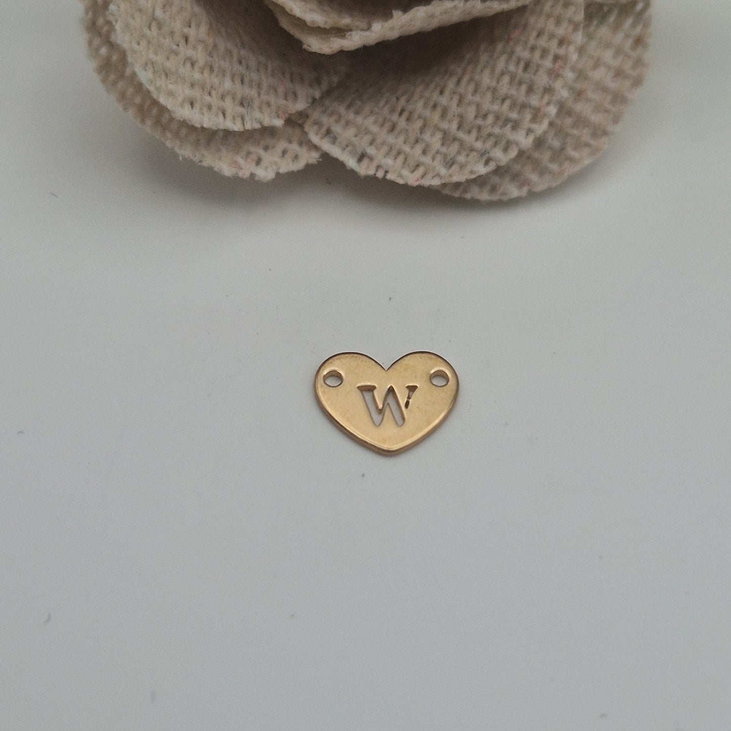 Permanent Jewellery. Alphabet heart shape Connectors. Available in 14kt Gold Filled and 925 Sterling Silver