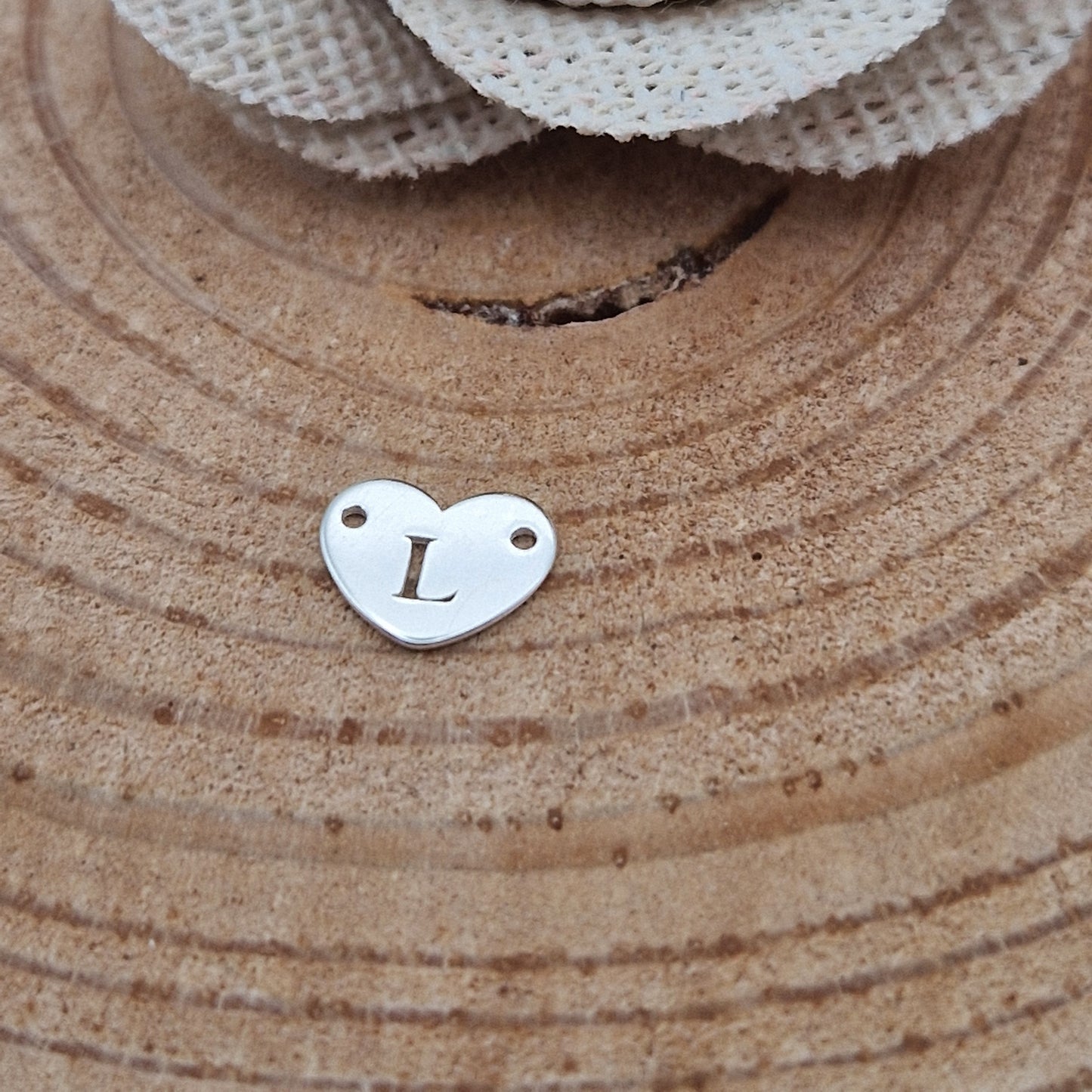 Permanent Jewellery. Alphabet heart shape Connectors. Available in 14kt Gold Filled and 925 Sterling Silver