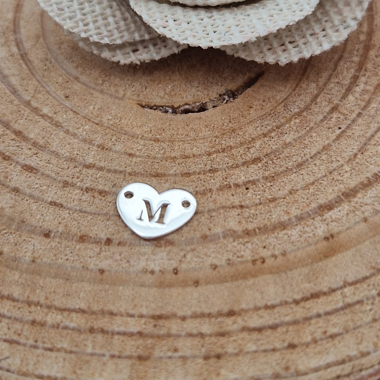 Permanent Jewellery. Alphabet heart shape Connectors. Available in 14kt Gold Filled and 925 Sterling Silver