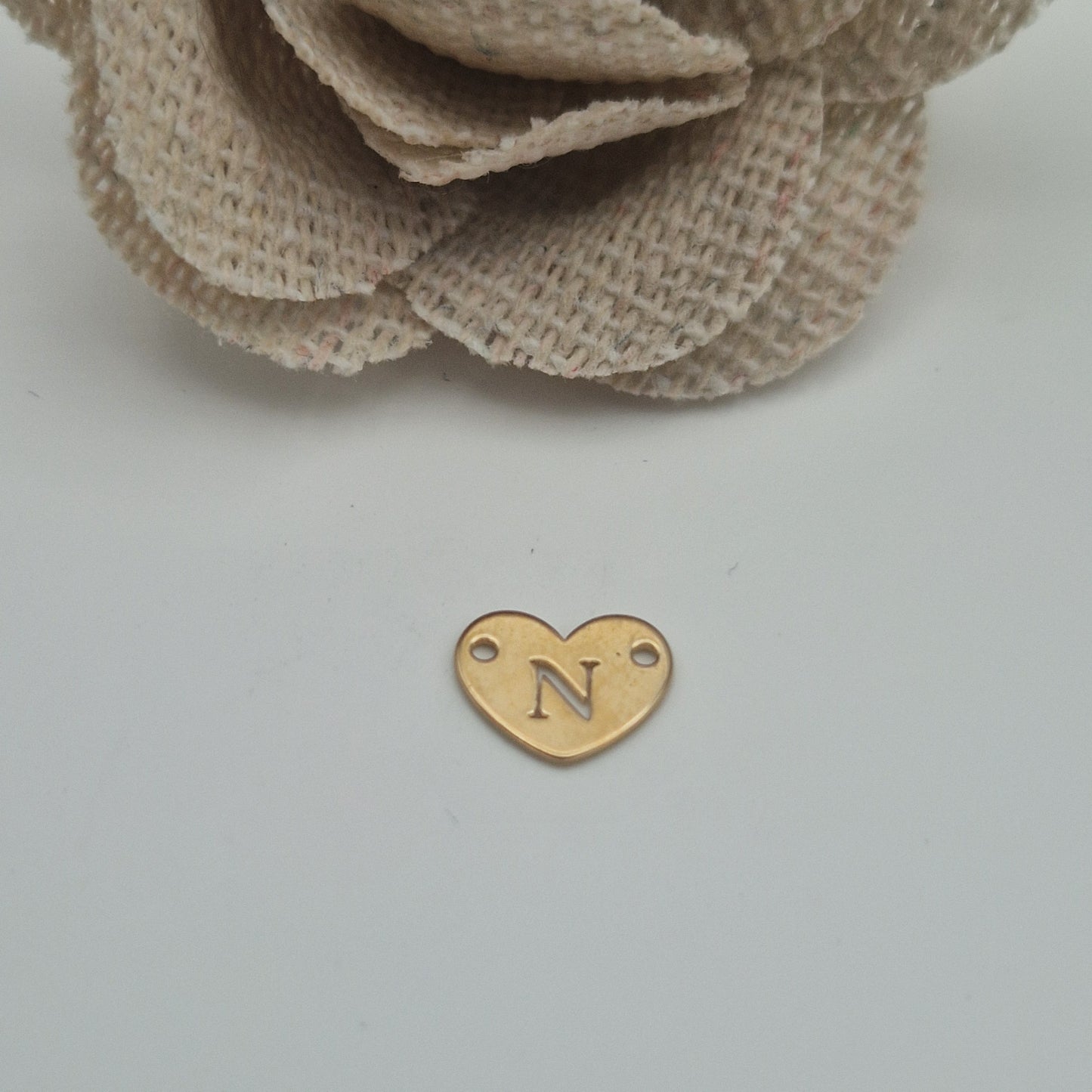 Permanent Jewellery. Alphabet heart shape Connectors. Available in 14kt Gold Filled and 925 Sterling Silver