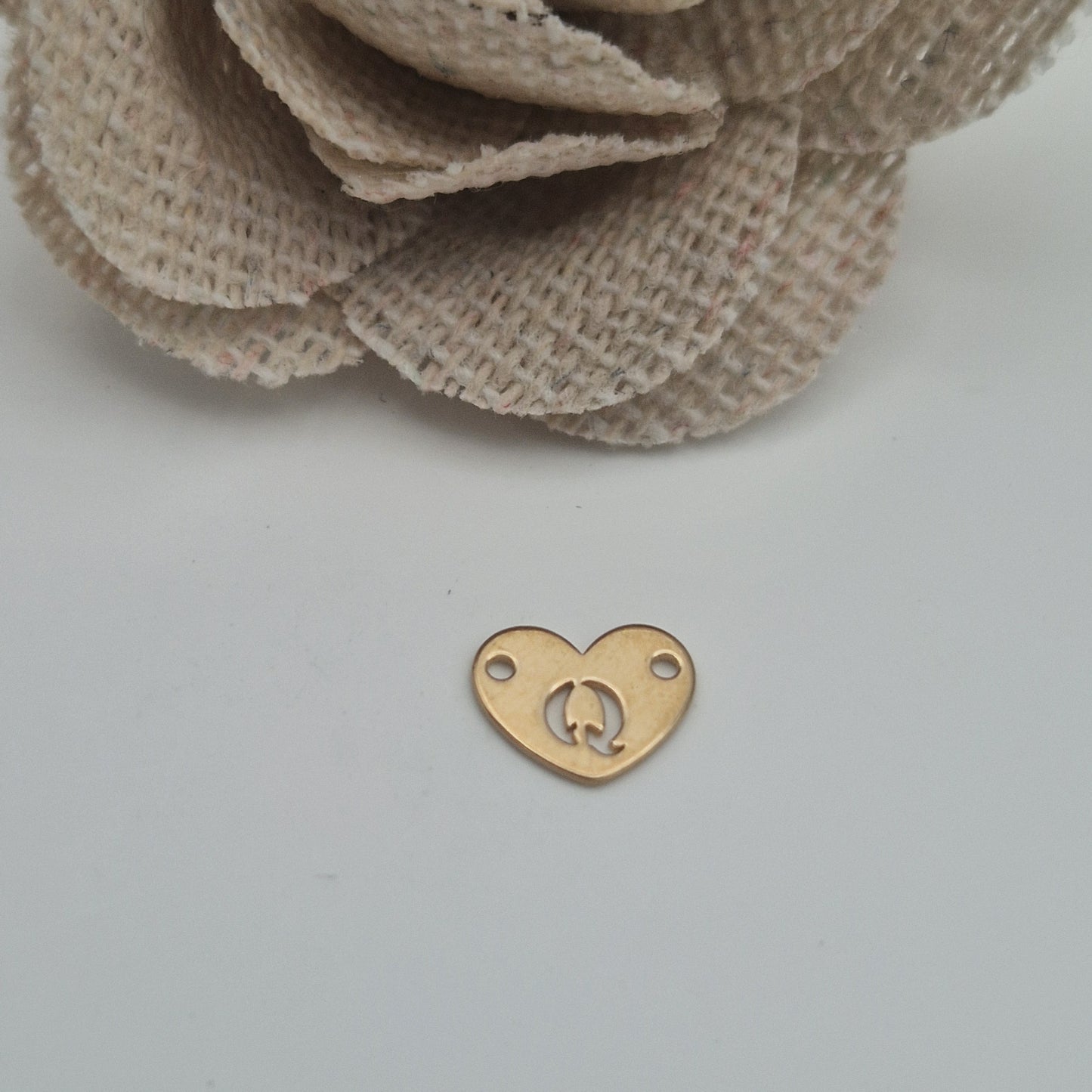 Permanent Jewellery. Alphabet heart shape Connectors. Available in 14kt Gold Filled and 925 Sterling Silver