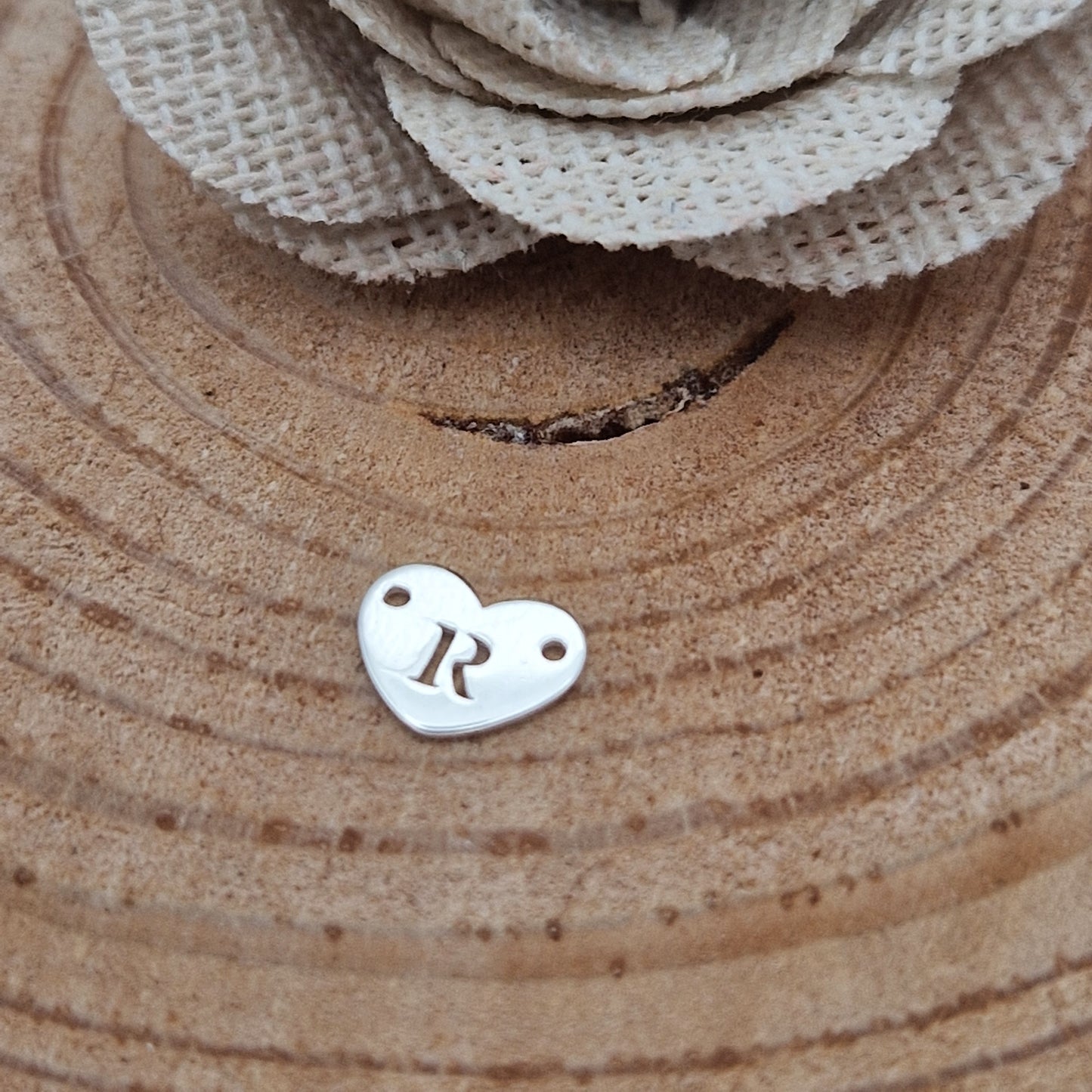 Permanent Jewellery. Alphabet heart shape Connectors. Available in 14kt Gold Filled and 925 Sterling Silver