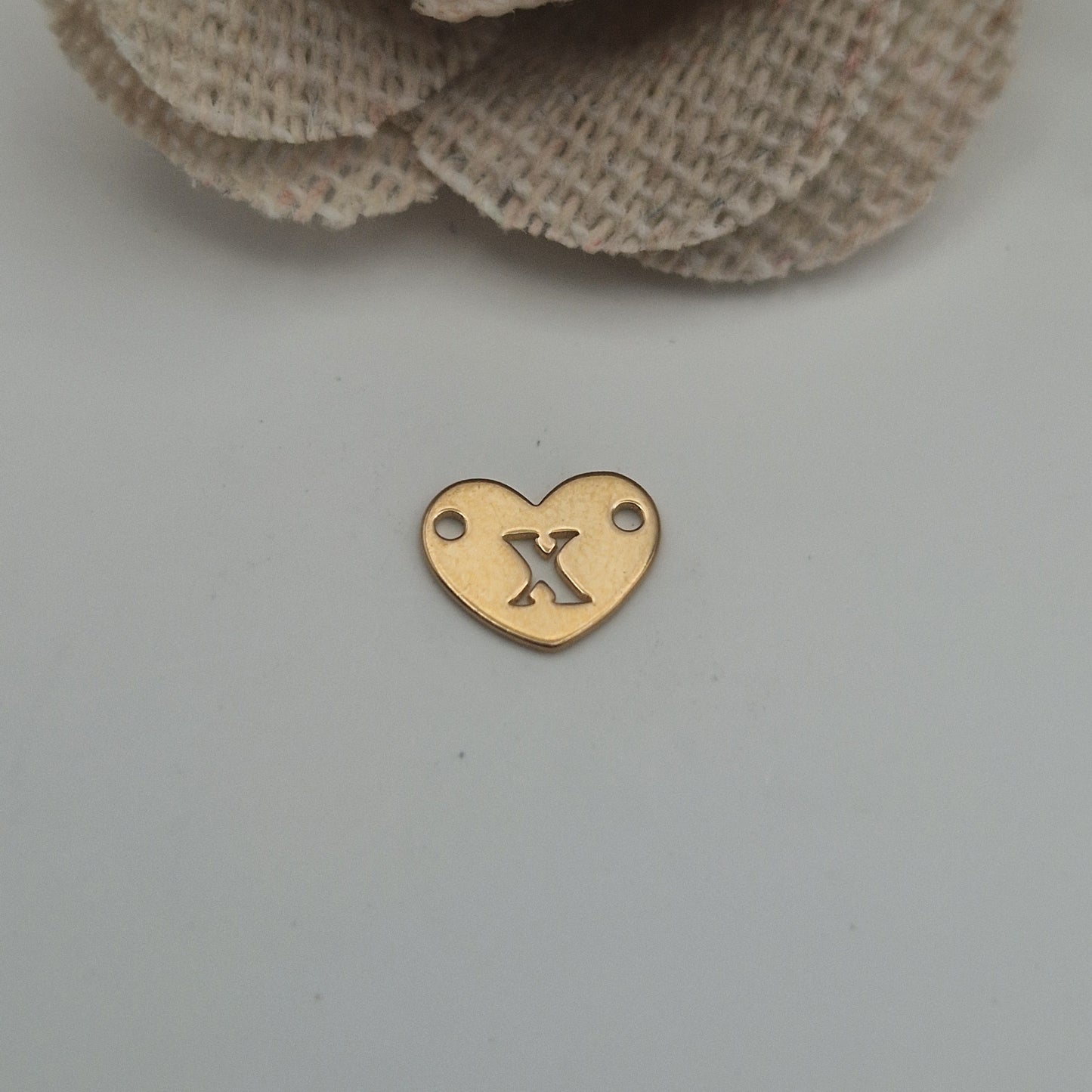 Permanent Jewellery. Alphabet heart shape Connectors. Available in 14kt Gold Filled and 925 Sterling Silver