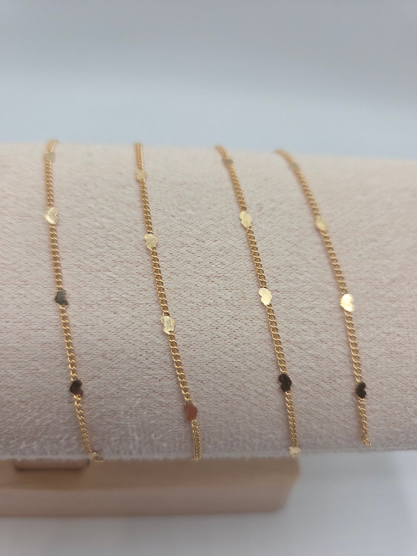 Curb chain with Heart 14kt Gold filled & Sterling Silver 1.3mm Permanent Jewellery