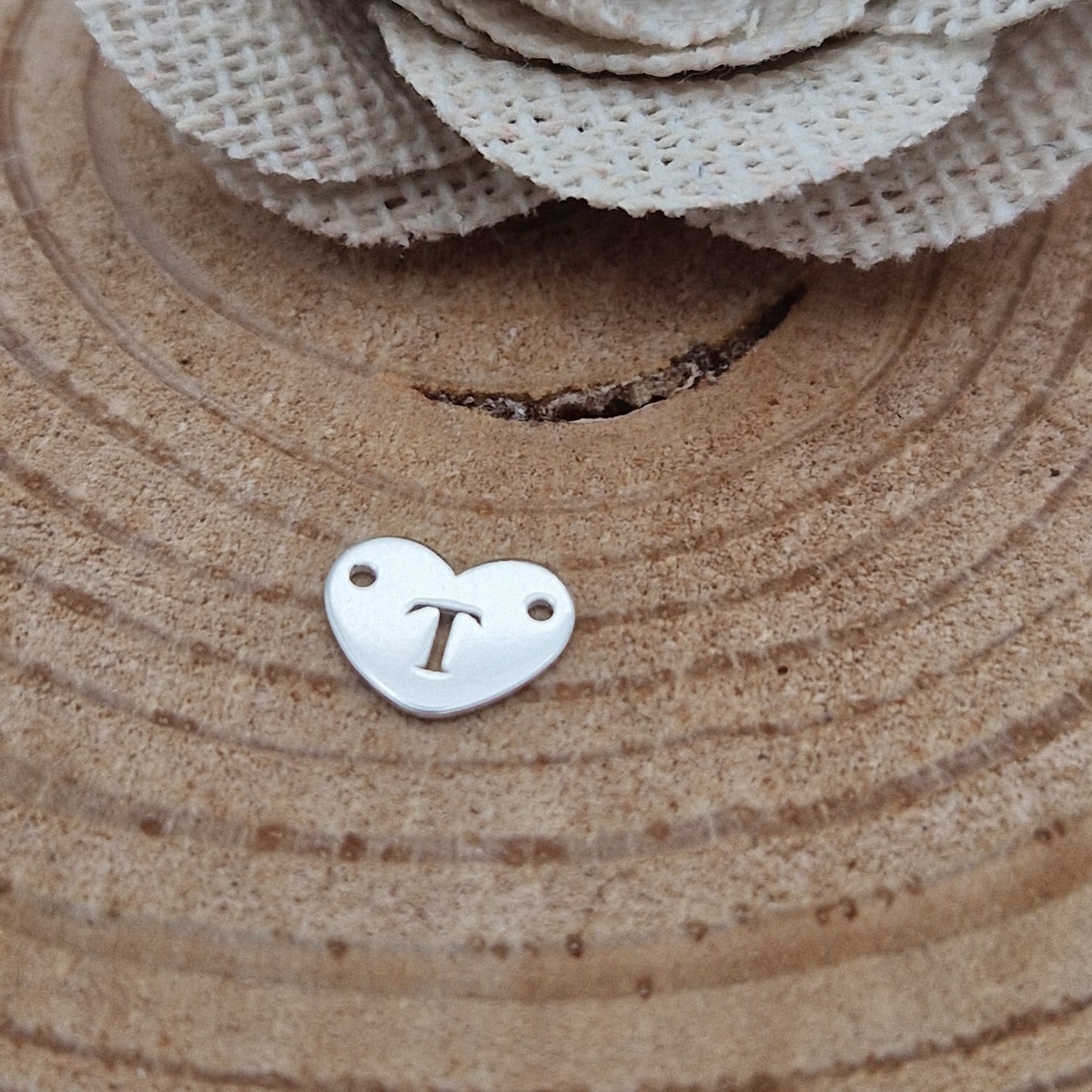 Permanent Jewellery. Alphabet heart shape Connectors. Available in 14kt Gold Filled and 925 Sterling Silver