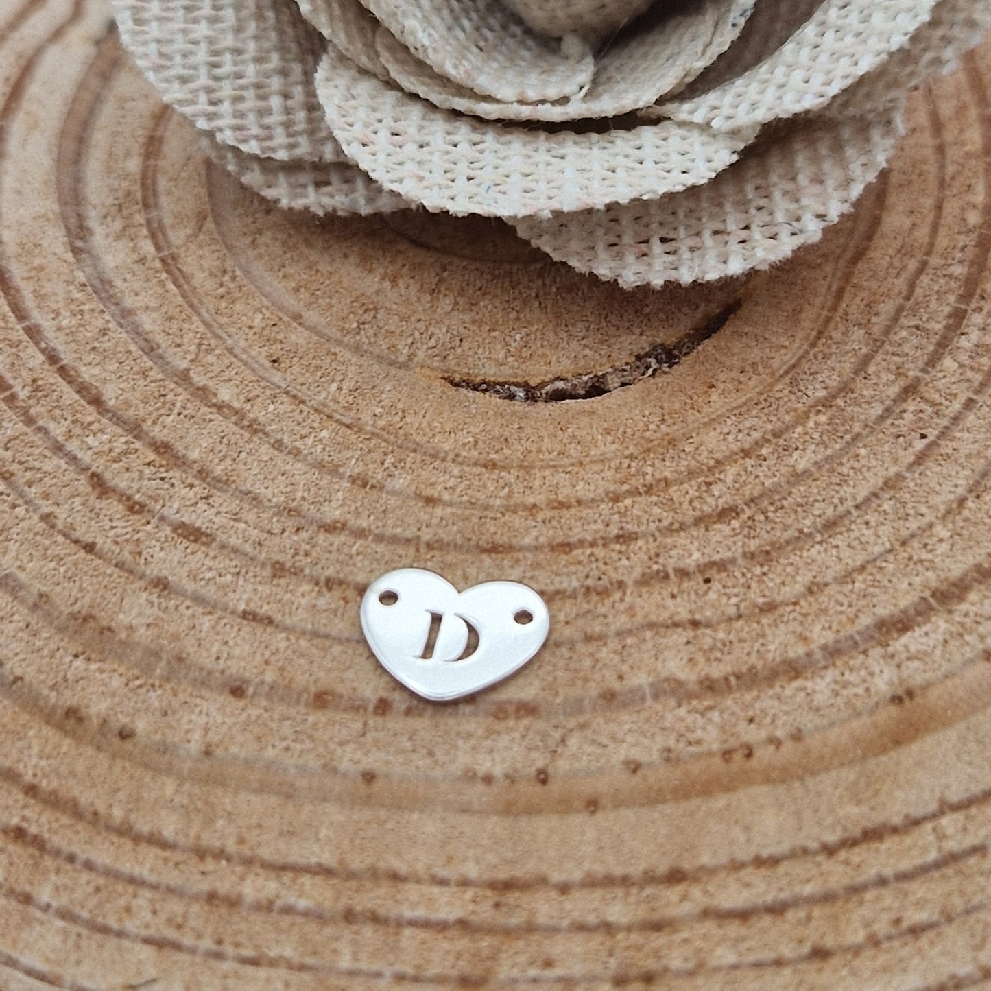 Permanent Jewellery. Alphabet heart shape Connectors. Available in 14kt Gold Filled and 925 Sterling Silver