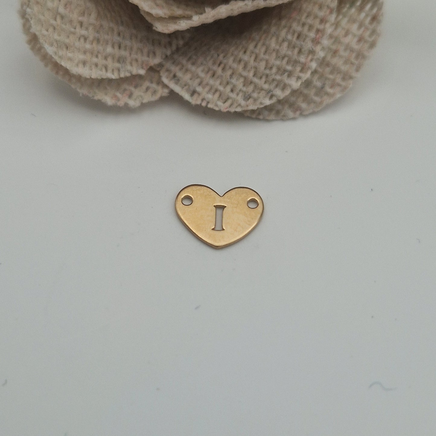 Permanent Jewellery. Alphabet heart shape Connectors. Available in 14kt Gold Filled and 925 Sterling Silver