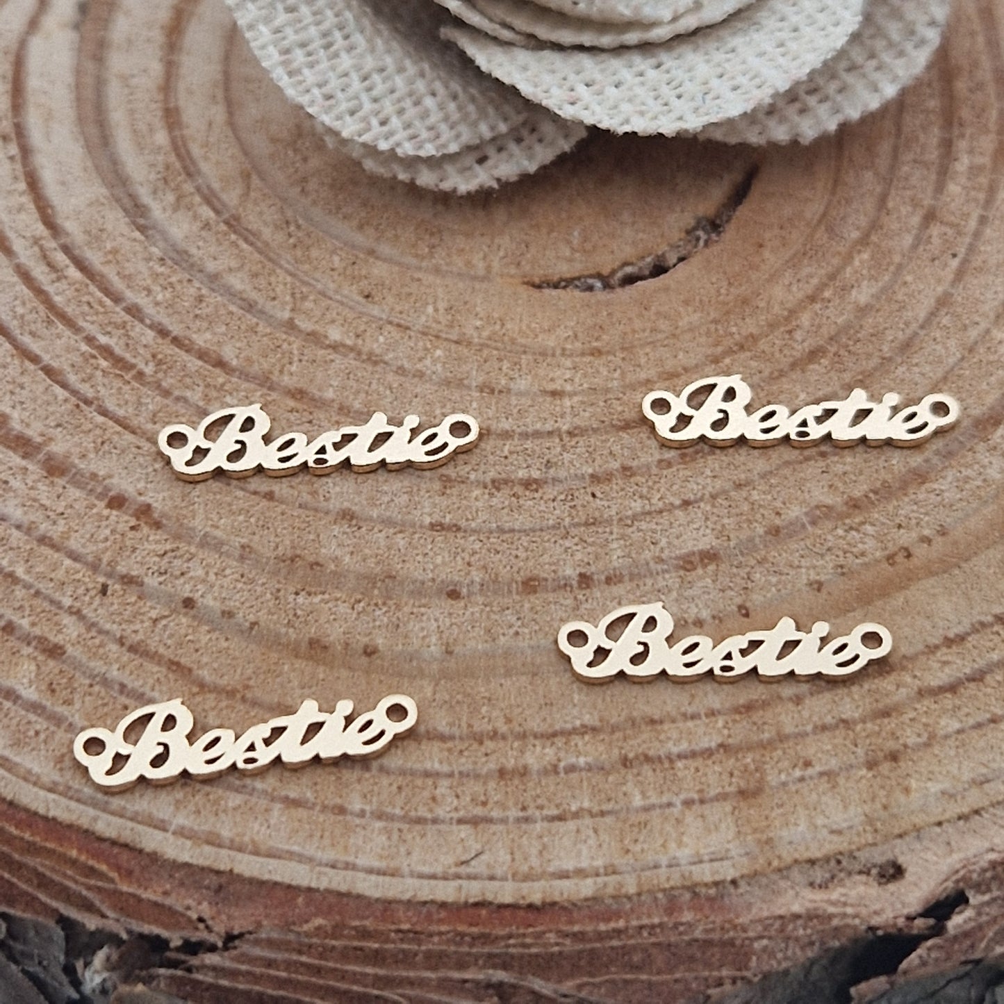 Permenant Jewellery Bestie Connector Charm, 14kt Gold Filled and 25 Sterling Silver