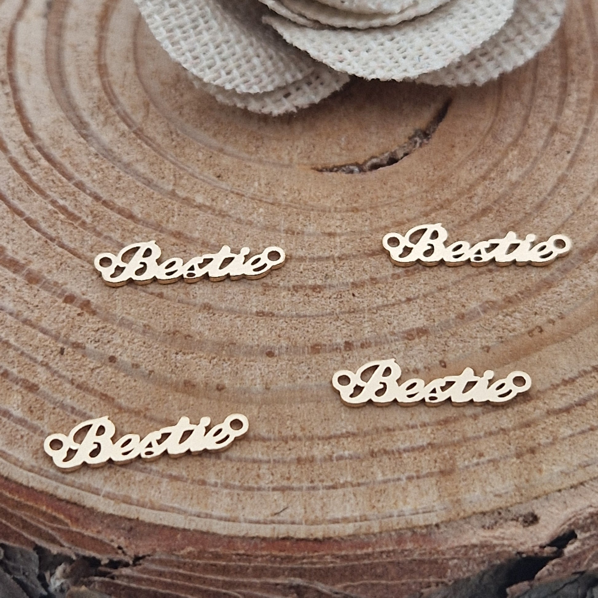 Permenant Jewellery Bestie Connector Charm, 14kt Gold Filled and 25 Sterling Silver