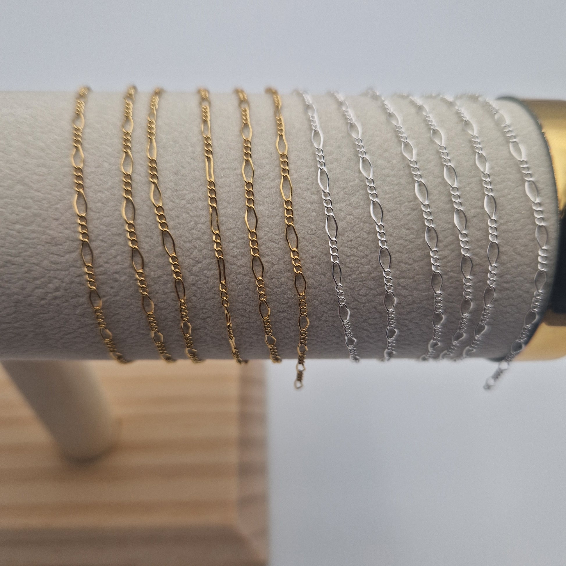 Permanent Jewellery Figaro Chain. 14kt filled gold and 925 Sterling silver. Permanent Jewellery Supplies 14kt Gold Filled & Sterling Silver, Charms Chains & Connectors. Great for all Permanent Jewellery Artists