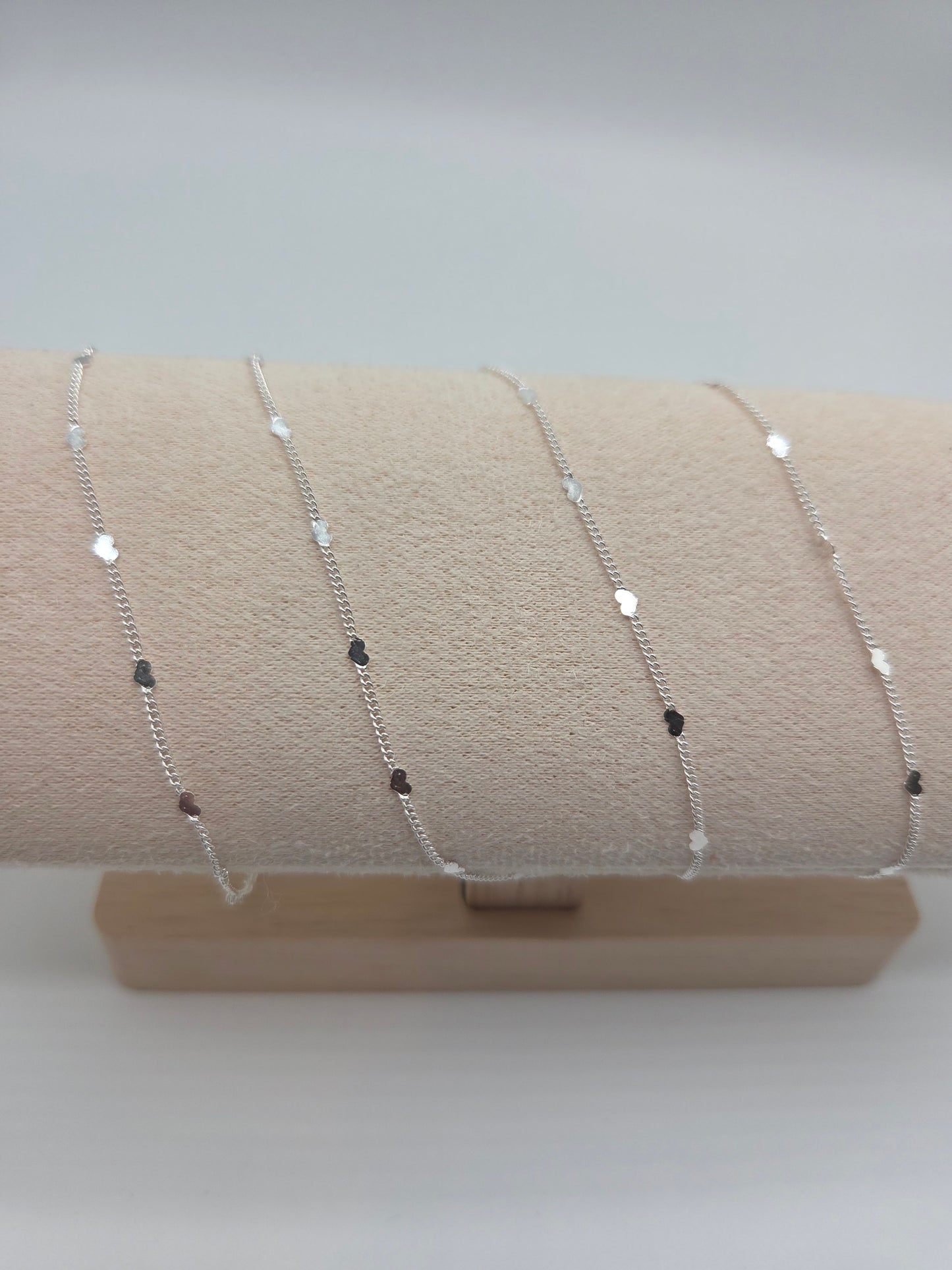 Curb chain with Heart 14kt Gold filled & Sterling Silver 1.3mm Permanent Jewellery