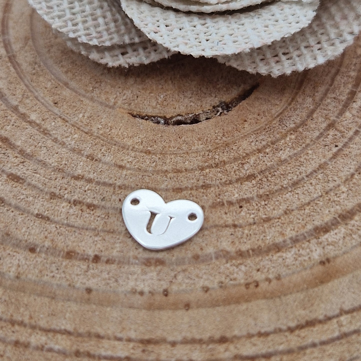 Permanent Jewellery. Alphabet heart shape Connectors. Available in 14kt Gold Filled and 925 Sterling Silver