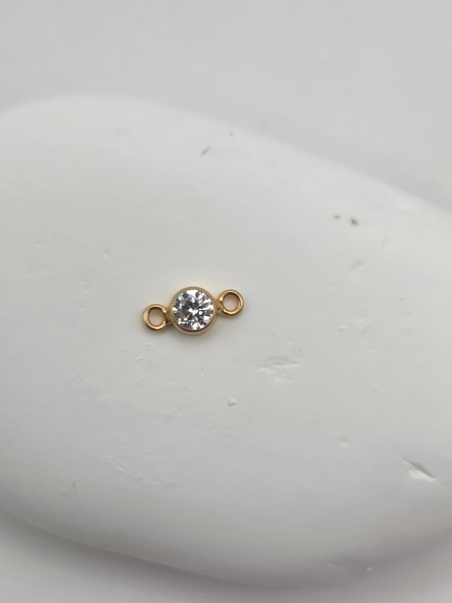 4mm Round Birthstone Connector Charm 14 kt Gold Filled & 925 Sterling Silver