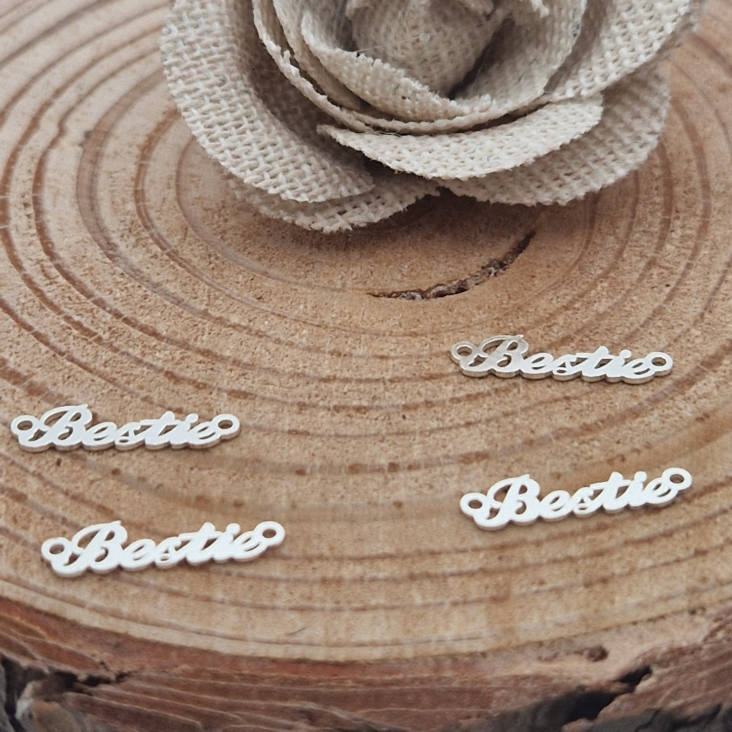 Permenant Jewellery Bestie Connector Charm, 14kt Gold Filled and 25 Sterling Silver