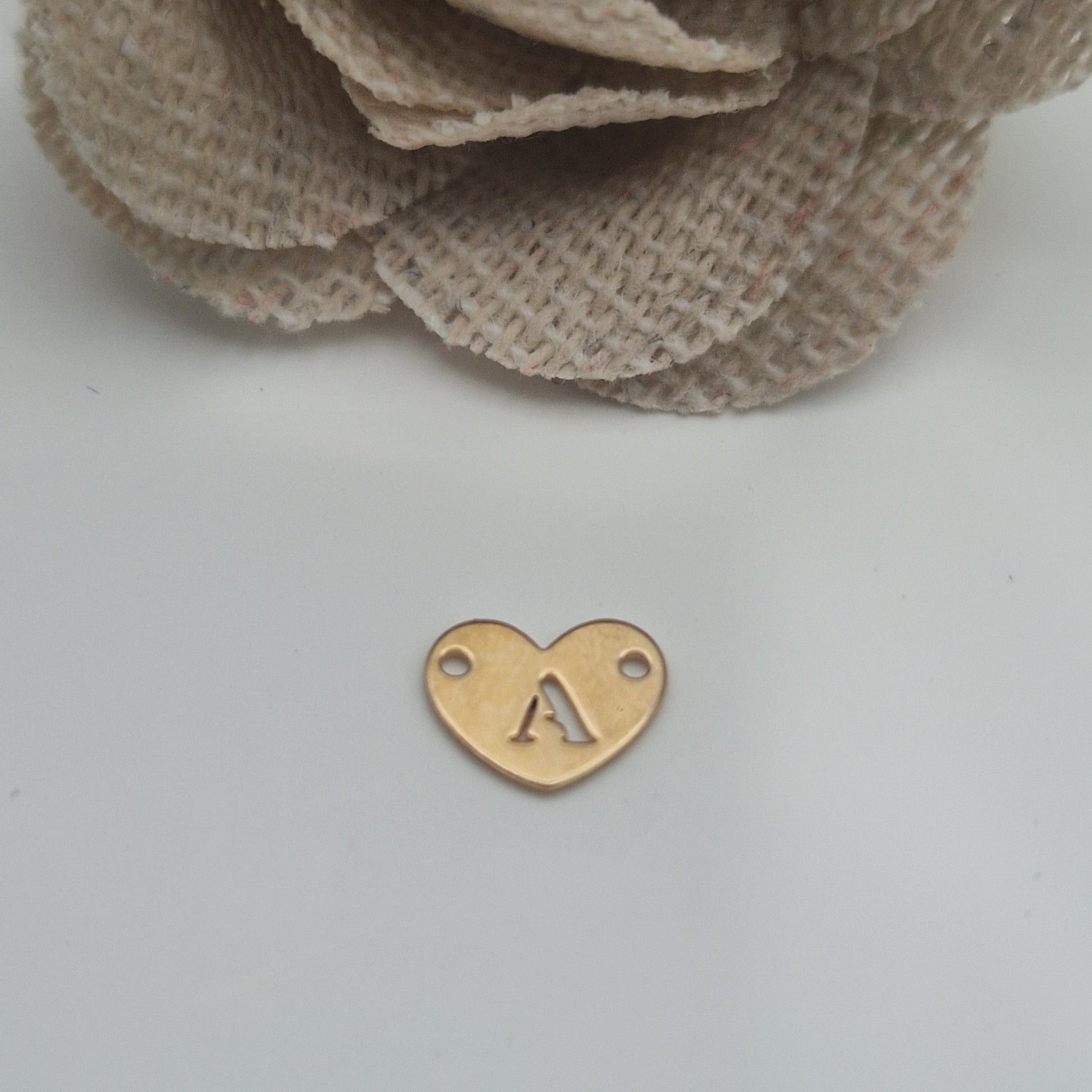 Permanent Jewellery. Alphabet heart shape Connectors. Available in 14kt Gold Filled and 925 Sterling Silver