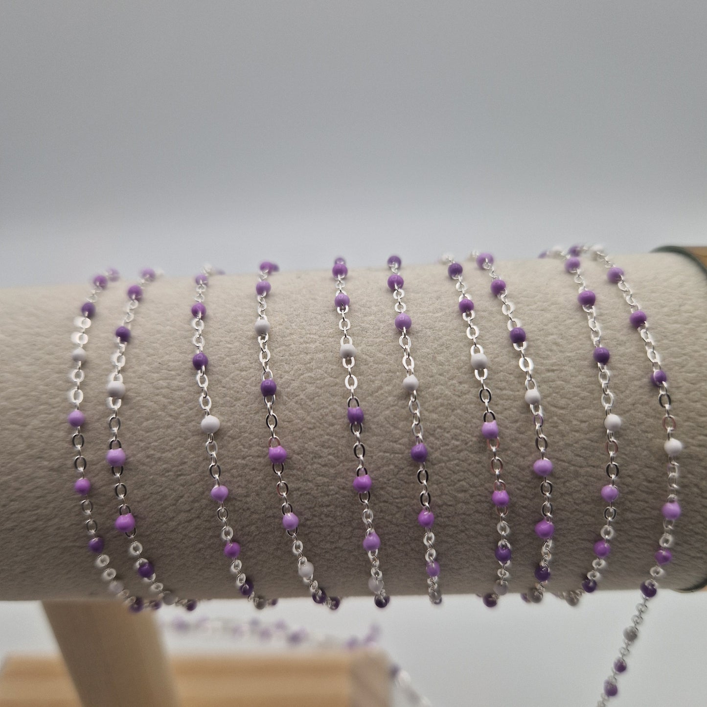 Satellite Chain with White & Purple Beads 14kt Gold Filled/925 Sterling Silver Uk Supplier